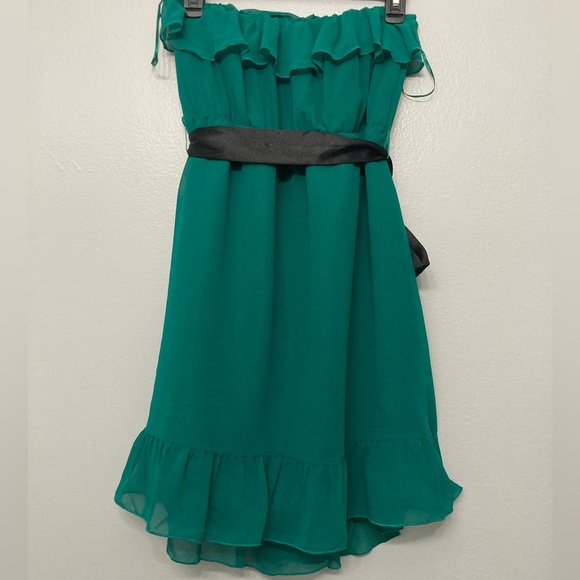 H&M Ruffle Tie Waist Mini Dress Off Shoulder Sz 10 NWT - Picture 8 of 12